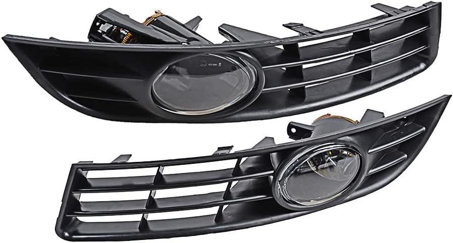 Astra Depot Set Front Bumper Grille and Fog Lamp with 55W 9006 Light Bulbs Compatible with Volkswagen VW Passat 3C B6 2006-2009