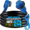 Tellegloww 10 ft TT-30P to L14-30R Generator Transfer Switch Adapter Cord, 30 Amp TT-30P Male to L14-30R Female with Locking Ring Generator to House Inlet Box Adapter, STW 10 AWG, ETL Listed
