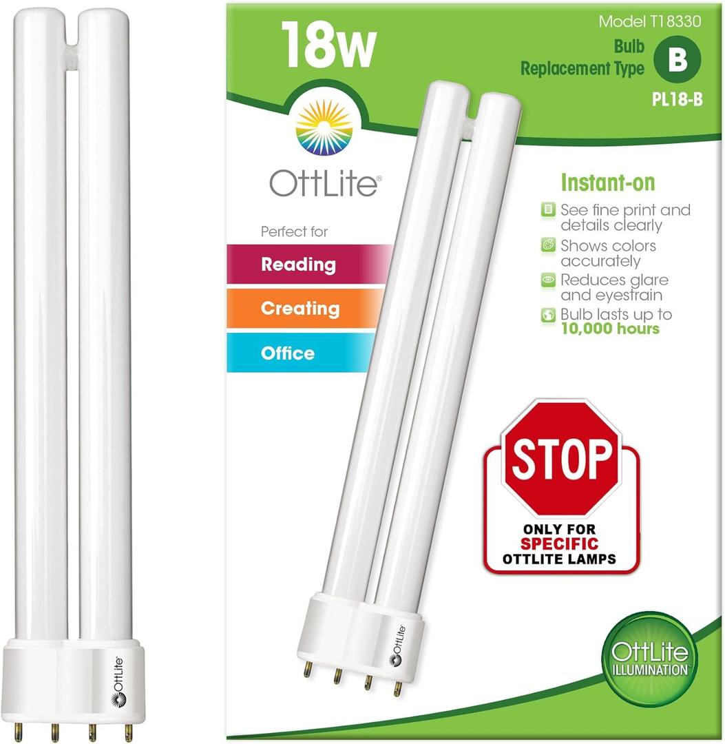OttLite T18330 18w Daylight CFL Replacement Tube Bulb, Bulb Type B, Pack of 1 OttLite T18330 18w Daylight CFL Replacement Tube Bulb, Bulb Type B, Pack of 1