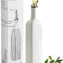 getstar 18 oz Olive Oil Dispenser Bottle for Kitchen, Ceramic Oil Bottle with Automatic Stainless Steel Pourer (Golden Pourer) (White)