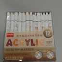 Brown Acrylic Paint Pens, Water Based 12 Colors Dual Tip Acrylic Paint Markers for Rock Painting Wood, Glass, Ceramic, Canvas, Fabric, Stone, DIY Crafts Making Art Supplies