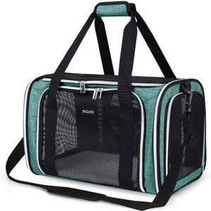BAGLHER Pet Travel Carrier, Cat Carriers Dog Carrier for Small, Medium Cats Dogs Puppies, Airline Approved Small Dog Carrier Soft Sided, Collapsible Puppy Carrier. Green