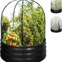 Metal Raised Garden Bed with Greenhouse, Outdoor Galvanized Steel Planter Box Kit with 2 Cover, 3 * 3 * 1FT