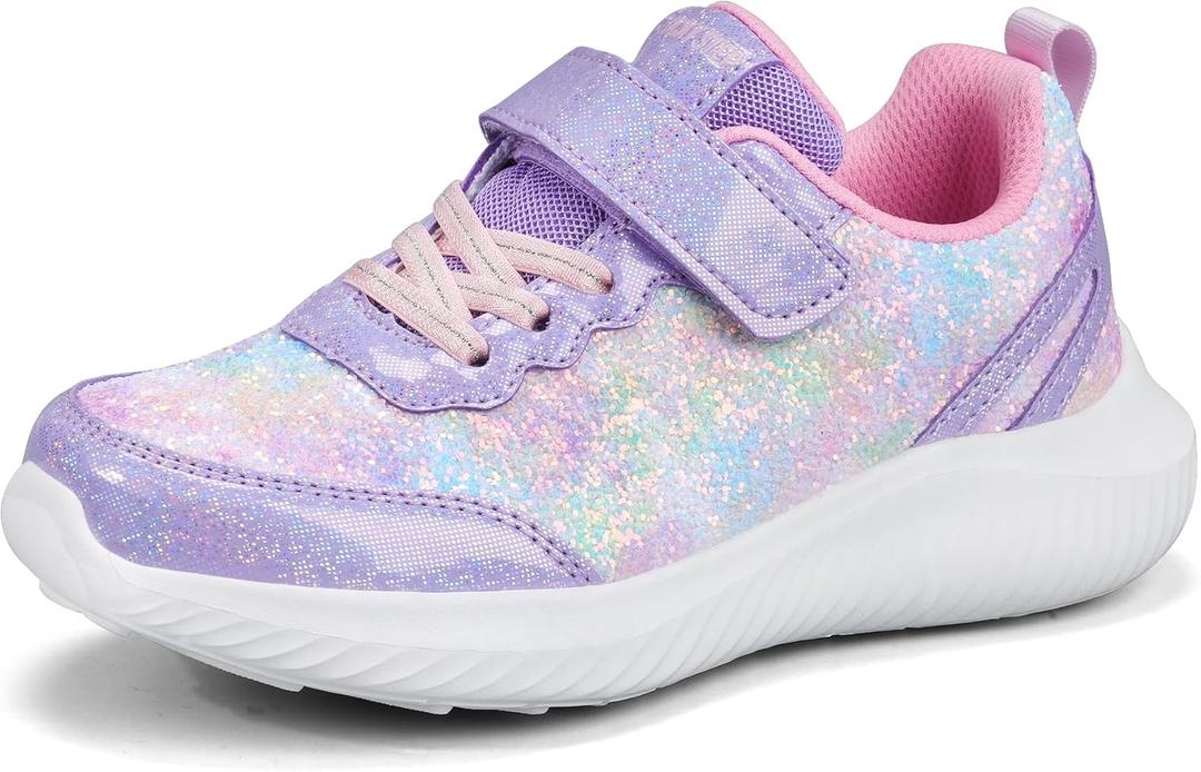 LUCKY STEP Kid's Glitter Fashion Sneakers Sparkly Princess Tennis Bling Shiny Sequins Athletic Walking School Shoes for Children/Boys/Girls (10 Toddler, Purple)