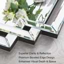 Rectangular Large Decorative Wall Mirror with Mirrored Frame, 28" X 40" Modern Large Bathroom Mirror with Glass Pieces and Beveled Edge, Hang Horizontally or Vertically