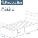 Weehom 11.2 Inch Twin Size Metal Bed Frame with Headboard Platform Bed Steel Slat Support Mattress Foundation Easy Assembly White