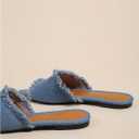 Verdusa Women's Pointed Toe Denim Sandals Open Toes Slip On Mules, Size 41