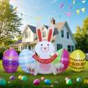 DR.DUDU Easter Inflatables Outdoor Decorations, 7 FT Long Easter Bunny with Eggs, Happy Easter Decorations, Easter Blow up Yard Decorations for Garden Lawn Holiday Party