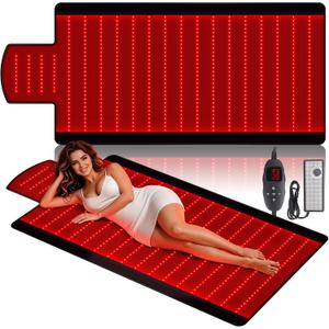 Red Light Therapy Mat for Full Body, 520 High-Density LEDs Infrared Light Pad with 5 Intensity Levels, 9 Auto-Shutoff Timer Setting, Handheld Controller, Gifts for Athletes, Office Workers, Women, Men