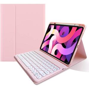 Keyboard Case for iPad mini 7 (A17 Pro)/ iPad mini 6 Detachable Color Keyboard with Pencil Charging Holder - Folio Smart Cover Round Key (Light Pink)