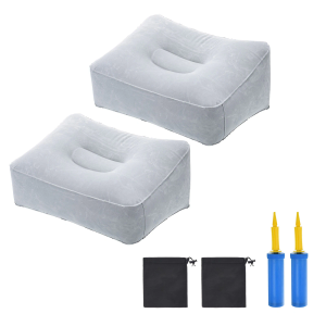 2Set Travel Foot Rest Pillow, Inflatable Car Seat Footrest for Office, Gray