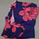 Wenrine Womens Summer Casual Floral Mini Dress Short Sleeve Pleated Front Loose Beach Tunic Dresses with Pockets (Medium, Orange)