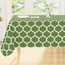 Smiry Rectangle Table Cloth, Waterproof Vinyl Tablecloth with Flannel Backing for Rectangle Tables, Wipeable Spillproof Plastic Tablecloths for Dining, Camping, Indoor and Outdoor (60"x102", Green)