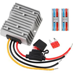 DC 36V 48V to 24V 10A 240W Converter Voltage Regulator Buck Reducer Power Converter with Fuse & Connectors, Waterproof Module Transformer for Golf Cart Club Car