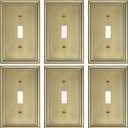 6-Pack Single Toggle Light Switch Cover Plate, Durable Solid Zinc Alloy Decorative Switch Plate Covers, Antique Brass 1 Gang Wall Plate, Corrosion Resistant