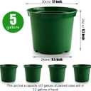 5 Gallon 12 Inch Plastic Nursery Pots, Plant Containers with Drainage Holes, Round Sturdy Garden Planters for Indoor/Outdoor Greenery, Gardening Gifts for Women (5-Pack, Green)