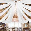 8 Panels White Ceiling Drapes for Wedding 5ftx20ft Chiffon Fabric Arch Draping Curtains for Party Ceremony Birthday Baby Shower Reception Stage Ceiling Decorations
