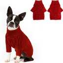 NACOCO Christmas Dog Turtleneck Sweater - Small Dog Sweater Pet Clothes Thanksgiving Doggie Sweatshirt Fall Knit Warm Winter Apparel Knitwear Outfit for French Bulldog, Corgi (Red, L)