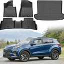 Floor Mats for Kia Sportage 2017-2022 (Only for Gas), Custom Fit Heavy Duty TPE All Weather Protection, Waterproof Non-Slip Black Car Liners for Front & Rear (Two-Row Floor Mats & Cargo Liner)