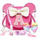 ONECOCOA Toddler Purse Gifts for Girls, Little Girl Gifts Princess Dress Up Jewelry Mermaid Toys Mini Mouse Ears Birthday Gifts for Girls 3 4 5 6 7 8 Year old (A, Rose)