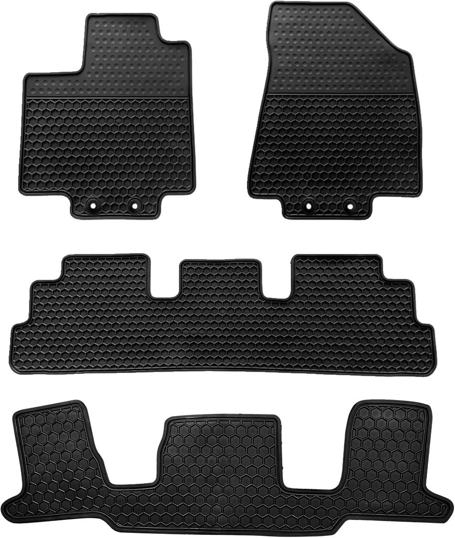 Car Floor Mats Custom Fit for Infiniti QX60 2022-2025(2nd Row Bucket Seats) Black Rubber Auto Liner Mats All Weather Protection Odorless