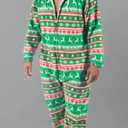 Forever Lazy Footed Adult Onesies, One-Piece Pajama Jumpsuits for Men and Women, Unisex. with Detachable Feet. (XX-Small, Red and Green Holiday Print)