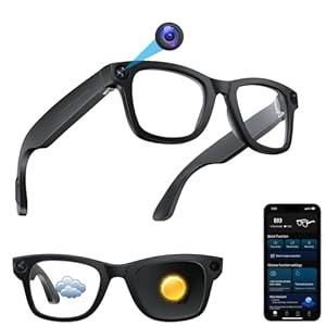 AI Smart Glasses with 8MP Camera 1080P HD Video & Audio Recording, Bluetooth 5.3 Smart Eyewear with Dual Mic, Real-Time Translation 110+ Languages, Voice Control, Photochromic Blue Light Lenses
