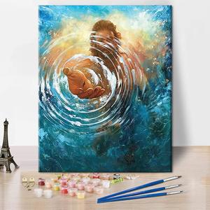 TUMOVO Paint by Number for Adults Jesus Paint by Numbers Christ Religion Paint by Number Kits Adult Paint by Numbers Blue Ocean Bible Oil Painting Paint-by-Number Kits, 16"x20", Frameless
