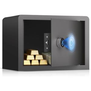 AEGIS Small Safe Box for Home, Biometric Safe with Multi Codes/Fingerprints, Digital Security Lock Box for Cash, Jewelry, Document
