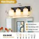 Vanity Lights for Bathroom, 3-Light Black and Gold Bathroom Vanity Light Over Mirror with Milky White Glass Shades, Modern Bathroom Light Fixtures for Living Room Hallway Cabinet (Bulbs Not Included)