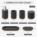 7PCS Bathroom Accessories Set, with Soap Dispenser, Q-tip Holder, Toothbrush Holder, Tumbler, Soap Dish, Vanity Tray, Bathroom Set Complete Organizer Countertop for Modern Decor, Black