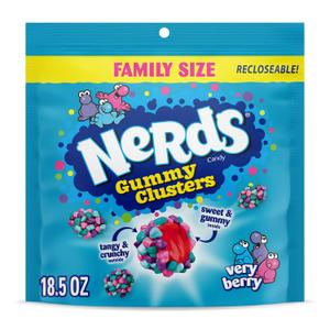 NERDS Gummy Clusters, Candy, Very Berry, Crunchy and Gummy, 18.5 oz (EXP 09/04/26)