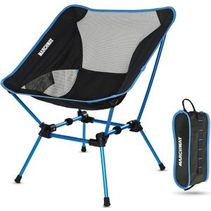 MARCHWAY Ultralight Folding Camping Chair, Heavy Duty Portable Compact for Outdoor Camp, Travel, Beach, Picnic, Festival, Hiking, Lightweight Backpacking (Sky Blue), 19.5D x 20.9W x 26.2H in