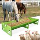 Goat Feeder Feeding Trough 55 Inch Large Capacity Horse Trough Livestock Heavy-Duty Feed Trough Livestock Feeder for Farms Cattle Alpacas, Goats, Calves, Sheep, Horses Deer (Green)