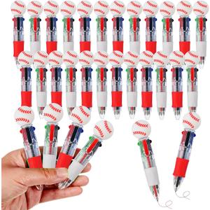 Baseball Party Favors Baseball Pens Mini Multicolor Pen in One Cute Fun 4-in-1 Pens Bulk Cool Ballpoint Pen for Birthday Gifts Teacher Supplies (Baseball, 24)