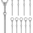 QWORK Threaded Eyebolts, 10 Pack 3/8" x 6" Long Stainless Steel Marine Grade Shoulder Eye Bolt