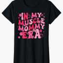 in My Muscle Mommy Era Groovy Weightlifting Mother Workout T-Shirt. size M ladies
