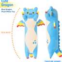 PEACH CAT Long Dragon Cat Plush Pillow Cute Dragon Cat Stuffed Animal for Boys and Girls Blue 19.6"