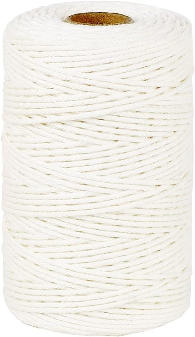 PerkHomy Cotton Butchers Twine String 500 Feet 2mm Twine for Cooking Food Safe Crafts Bakers Kitchen Butcher Meat Turkey Sausage Roasting Gift Wrapping Gardening Crocheting Knitting (Natural White)