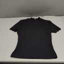 SweatyRocks Women's Mock Neck Ribbed Knit Scallop Short Sleeve T Shirt Tops (Medium, Black)