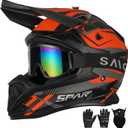 Adult Motocross Helmet ATV Dirt Bike Off-Road Full Face Motorcycle Helmet W/Goggles Gloves & Mask, DOT Approved (Vitality Orange, X-Large)