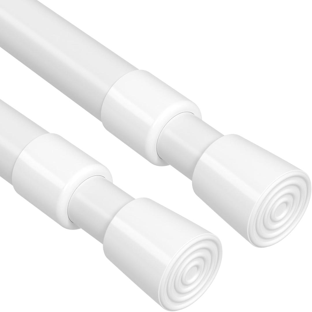2 Pack White Tension Curtain Rod 17-41inch Adjustable Small Spring Loaded Curtain Rods No Drilling Spring Tension Rods Short Tension Rod Closet Rod Expandable for Windows Doorway Cupboard Bars