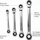 E-Torx Double Box Ratcheting Wrench Set, 4 Sets 72-Tooth Dual Head E6 E8 E10 E12 E14 E18 E20 and E24 Professional Automotive & Mechanical Repair (Ratcheting)