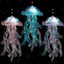 3 Pcs Jellyfish Lamp Colorful Jelly Fish Light Hanging Jellyfish Decorations LED Lantern for Birthday Under Sea Mermaid Wedding Decor(Blue, Purple, Pink)