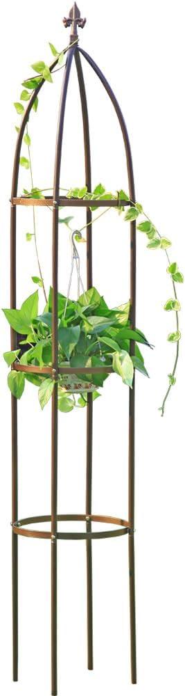 100% Metal Obelisk Garden Trellis 6.3 Feet Tall Sturdy Plant Support for Climbing Vines and Flowers Stands,1pc Upgrade (Bronze, Large)