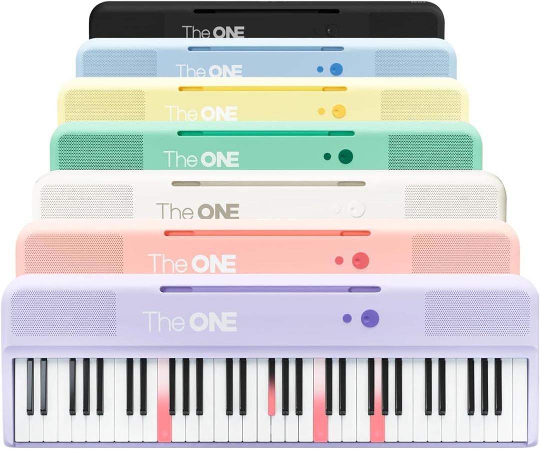 The ONE Smart Keyboard COLOR 61 Lighted Keys Piano Keyboard, Electric Piano for Beginners with 256 Tones, 64 Polyphony, Built-in LED Lights & Apps, Supports USB MIDI/Headphones (White)