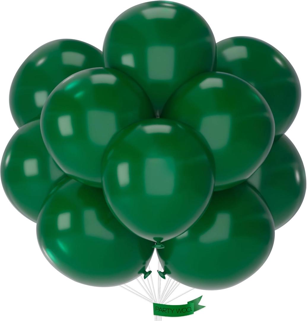 PartyWoo Dark Green Balloons 20pcs 18 Inch Emerald Hunter Forest Green Balloons for Wedding Boy Baby Shower Birthday Christmas Graduation Dinosaur Jungle Golf Theme Party Decorations Green