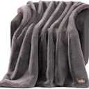 UGG Euphoria Faux Fur Throw Blanket, Oversized Soft Throw for Bed or Couch, Luxury Bedroom Decor, Plush Blankets, Machine Washable, 50-inch x 70-inch, Charcoal Grey