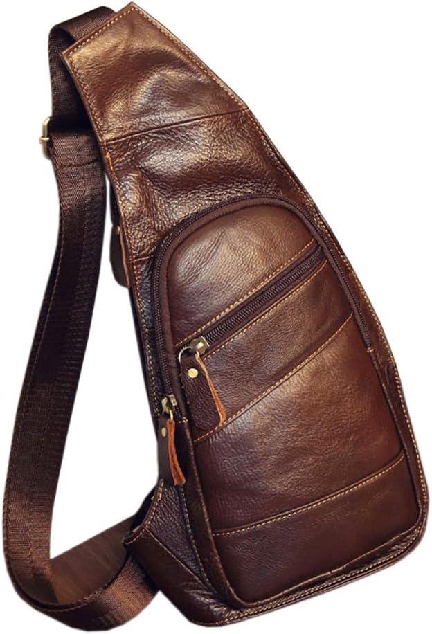 Hebetag Leather Sling Bag Crossbody Backpack for Men Women Travel Outdoor Camping (#01coffee)