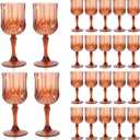 24 Pcs Plastic Rose Gold Stemmed Wine Glasses, 7oz, Unbreakable, BPA-free, Dishwasher Safe, Perfect for Weddings, Parties, and Everyday Use